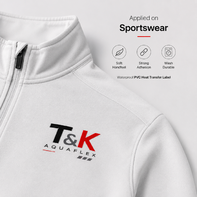 Waterproof PVC Transfer Labels for Custom Apparel Logo Branding Sportswear Jackets Bags Uniforms and Fashion Garments