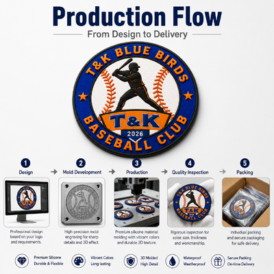 Baseball Club Cap Badge Custom 3D Silicone Emblem - Molded Rubber Team Logo Waterproof Durable OEM ODM Factory Direct