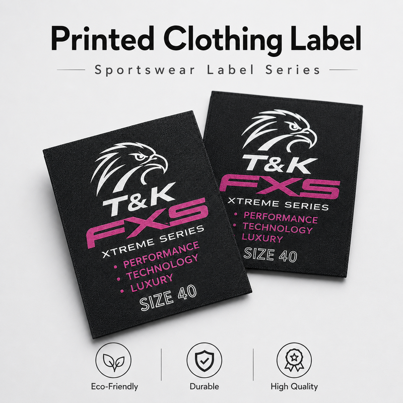 Custom Printed Clothing Label with Logo for Sportswear Brand